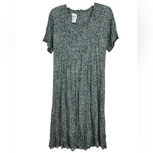 Vintage TR Bentley Cottage Core Green Floral Milk Maid Midi Dress Womens 18W